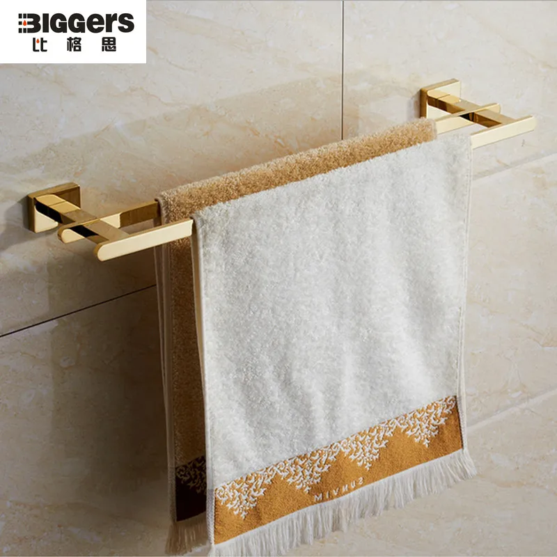 Роскошные позолота современный дизайн и аксессуары для ванной комнаты из нержавеющей стали махровое полотенце баров вешалка для полотенец