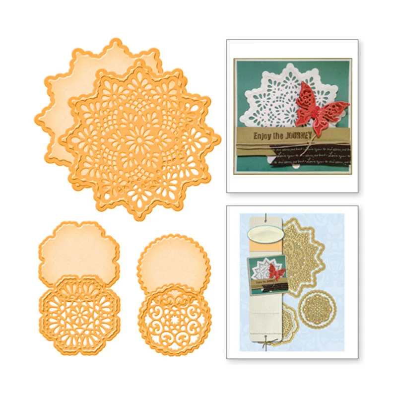 

YaMinSanNiO 3Pcs Flower Metal Cutting Dies Scrapbooking Lace Round for DIY Card Making Embossing Cuts Dies Craft Pattern New