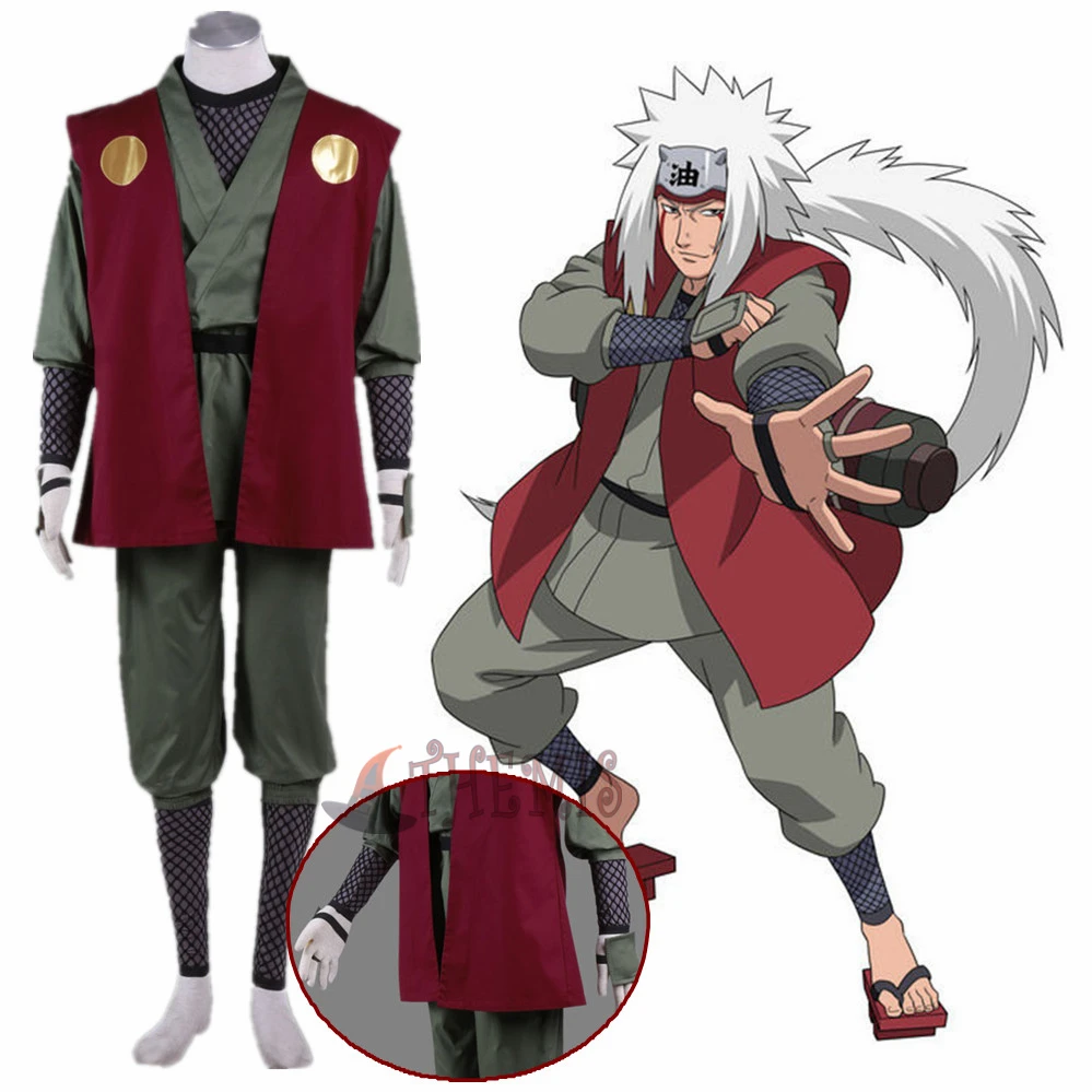 Костюм Athemis Narotu Ninja Jiraiya для косплея футболка штаны пальто пояс 8 шт. изготовленный