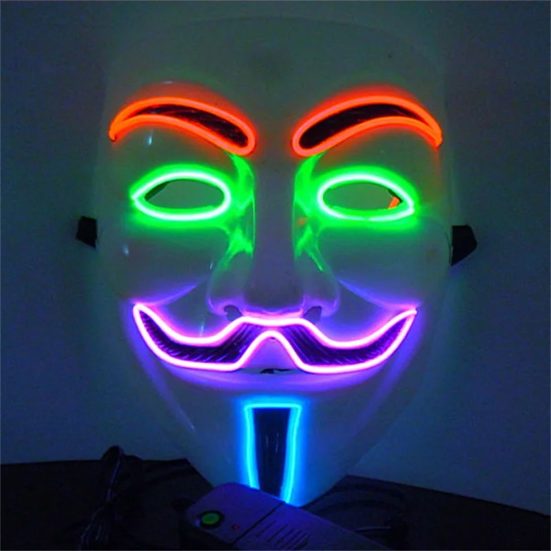Glowing Mask Hot Sale Flash El Wire Led Glowing Dj Facial Mask Cosplay Fashion Dance Party Mask