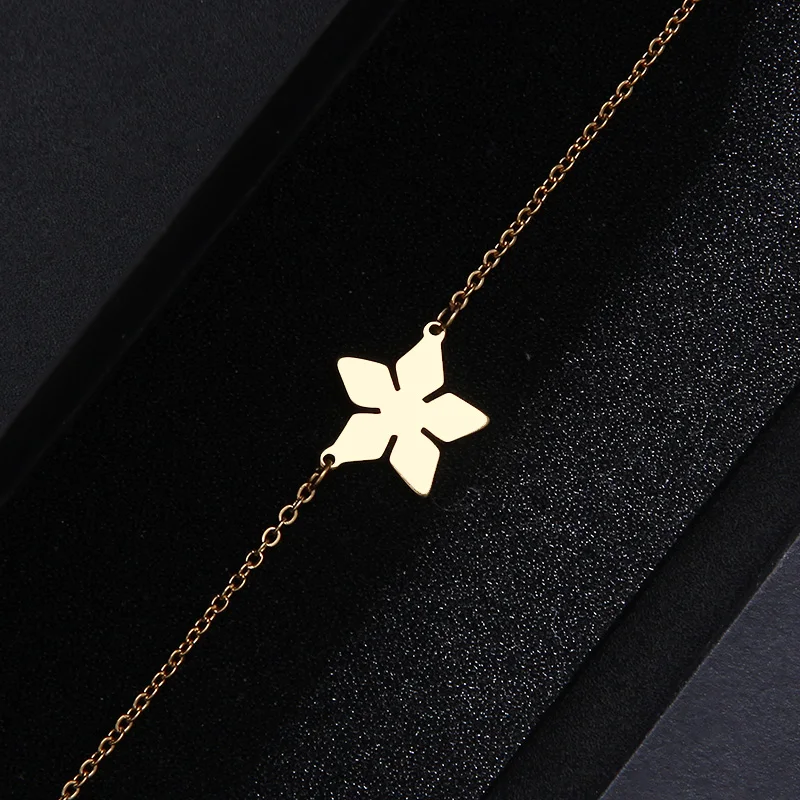 CACANA Stainless Steel Bracelet For Women Man Pentagon Flower Gold And Silver Color Pulseira Feminina Lover's Engagement Jewelry
