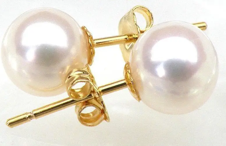 

TOP 8MM +++ GRADE PERFECT ROUND WHITE AKOYA PEARLS EARRING 14K SOLID GOLD