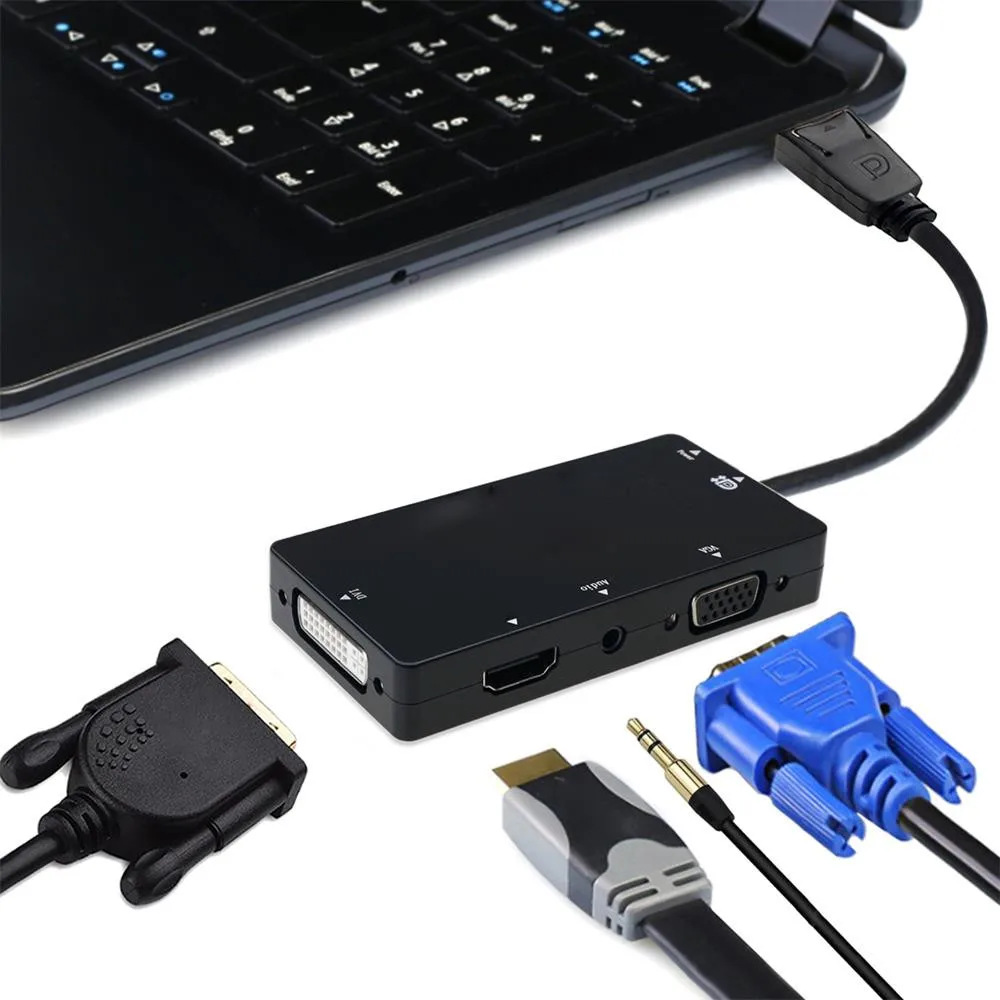 4 в 1 DisplayPort DP к VGA HDMI DVI аудио USB адаптер кабель конвертер для ПК HDMI/DVI/VGA/аудио мониторы в то же время