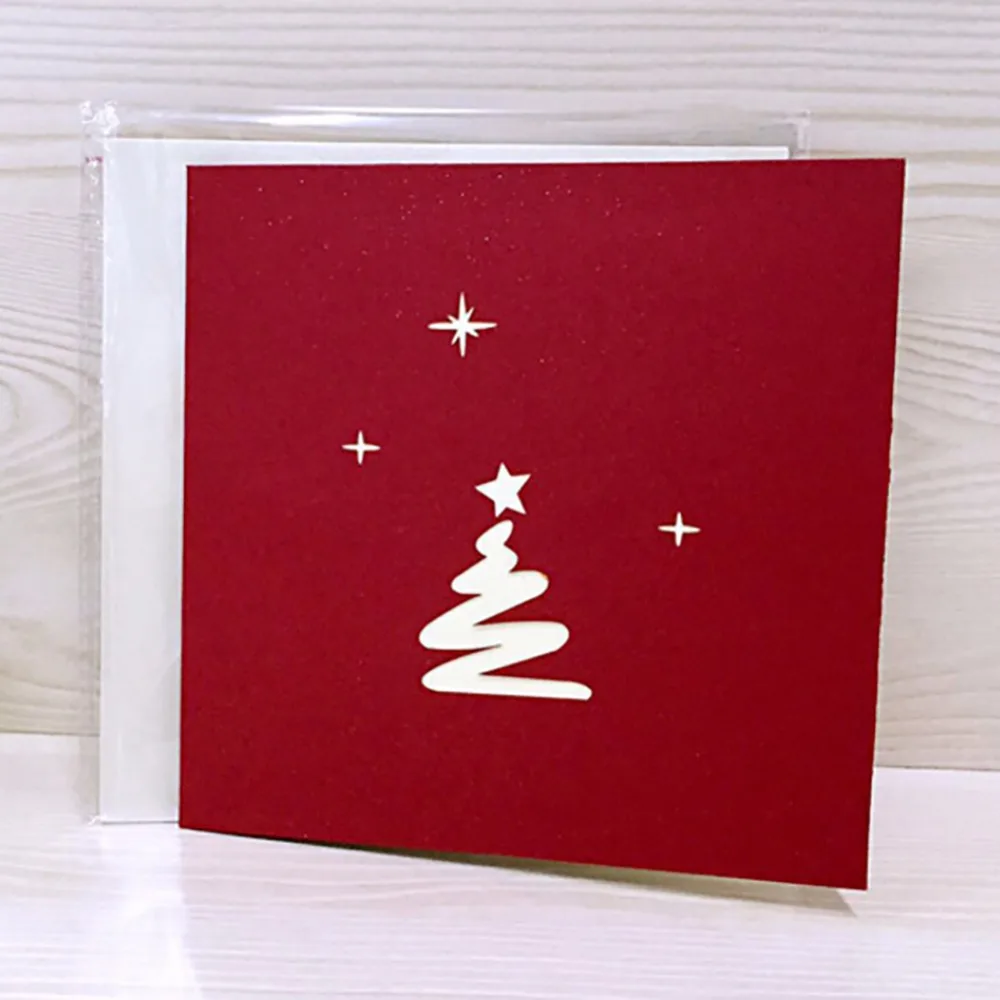  3D Happy Tree Christmas Cards Greeting Handmade Paper Card Personalized Keepsakes Postcards For Xma - 32760442721