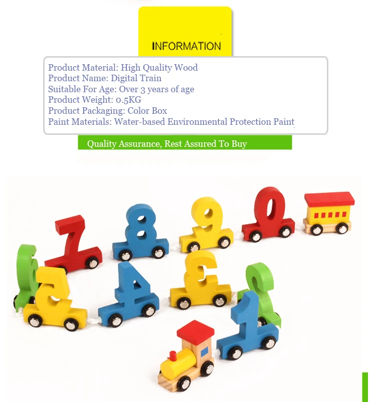 Детская раннего образования строительные блоки цифрового поезда головоломка сборки Цвет деревянный поезд Развивающие деревянные игрушки WY04