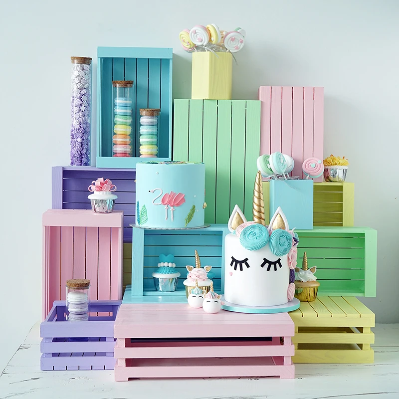 

Wood Storage Rack Wedding Cake Table Supplier Macaroon Color Display Tools Home Decoration Wood Frame Scenery Props