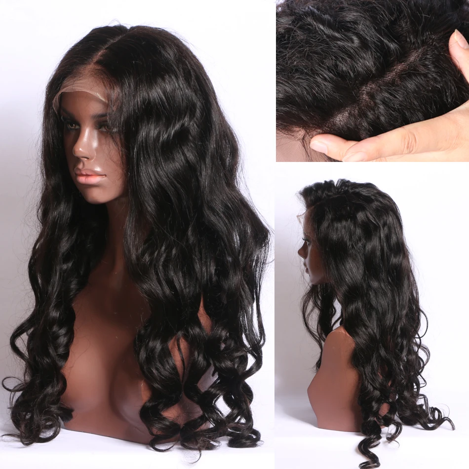 LUFFYHAIR Glueless Синтетические волосы на кружеве короткие парики человеческих волос для Для женщин натуральный черный волнистые Remy бразильских волос с ребенком волос предварительно сорвал