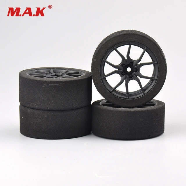 Cheap 4Pcs/Set Racing Foam Tire Wheel Rims Set For HSP HPI 1/10 On-road RC Car 12mm Hex RC Racing Cars Accessories