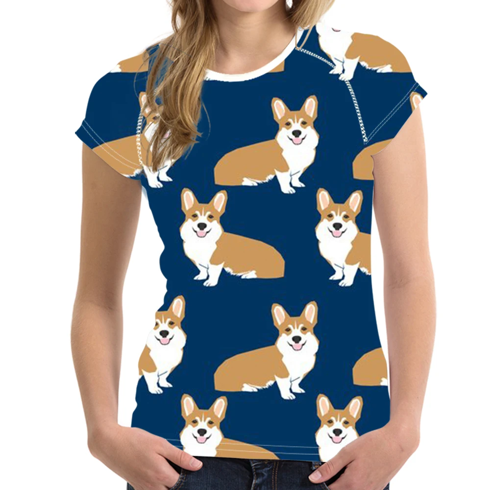 Женская футболка с короткими рукавами Noisydesigns Welsh Corgi Pembroke Повседневная милым