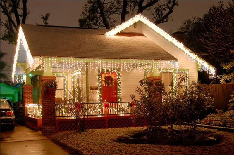 Наружная занавеска гирлянда «сосульки» 3,5 м свисает 0,3-0,5 м светодиодный светильник-гирлянда водонепроницаемый для новогоднего и рождественского домашнего декора с вилкой европейского стандарта