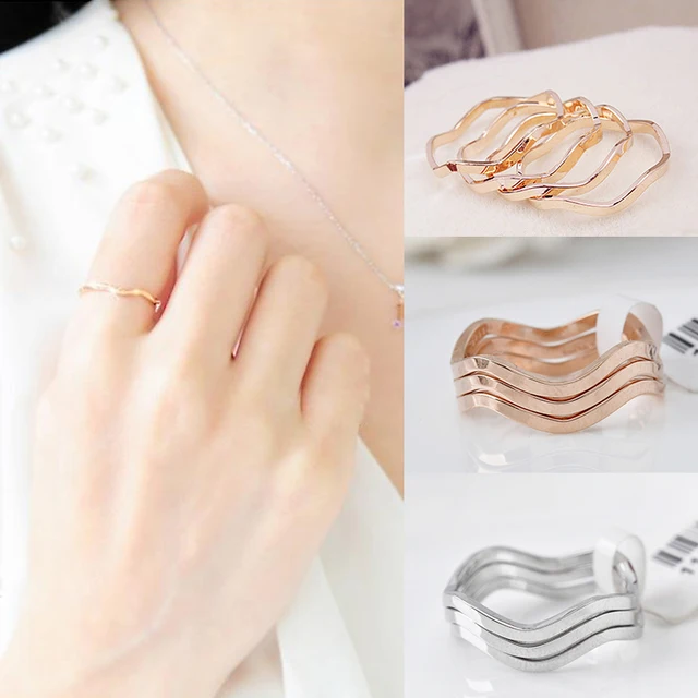 1PC Simple Korean Style Wavy Golden Silvery Alloy One Size15mm Joint Tail Rings 1PC Simple Korean Style Wavy Golden Silvery Alloy One Size15mm Joint Tail Rings