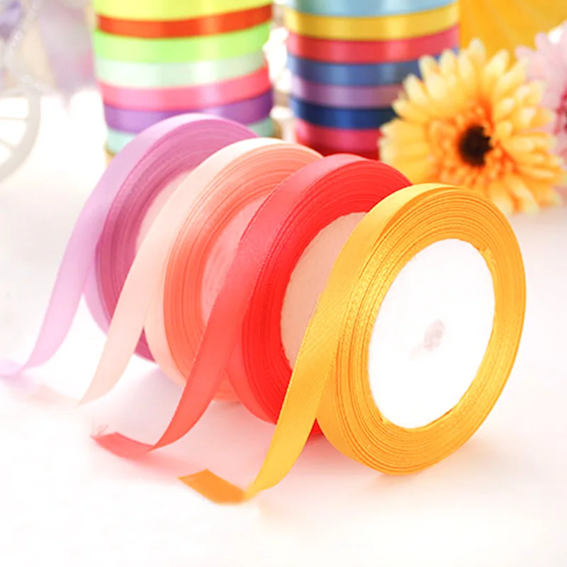 

Cheap 10mm 25 yards 22m silk satin ribbon bias binding grosgrain ribbons for crafts Wedding Party Christmas halloween Decoration