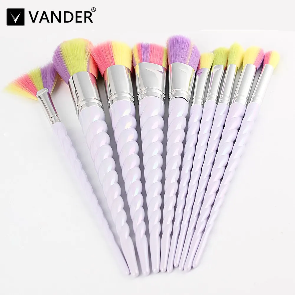 

Vander 10pcs/set Professional Makeup Brushes Concealer Foundation Powder Eyeliner Cosmetic Kits Puff Kabuki Blusher maquiagem