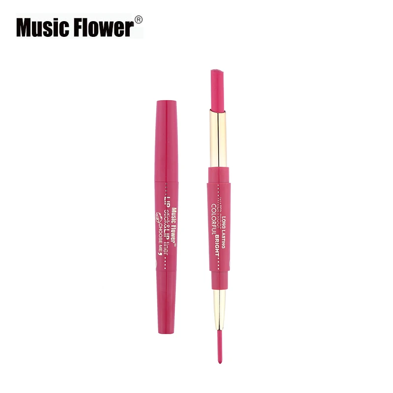 Бренд Music Flower, макияж, 12 цветов, 2 в 1, матовый лайнер+ Губная помада Водонепроницаемая подводка, стойкий макияж, набор косметики