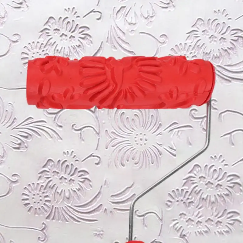 7 дюймов резиновое тиснение текстура стены печати кисти рельеф ролик инструмент с ручкой