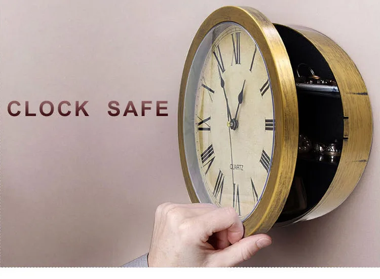 Wall Clock Safe Box Creative Vintage Hidden Secret Storage Box for Cash Money Jewelry Home Office Security Clock Style Safes (1)