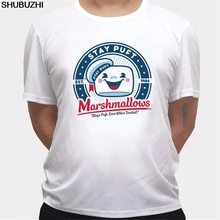 Stay puft marshmallows 여름 패션 t 셔츠 남성용 반팔 코튼 프린트 t 셔츠 funny tees 하라주쿠 셔츠 cool tops(China)