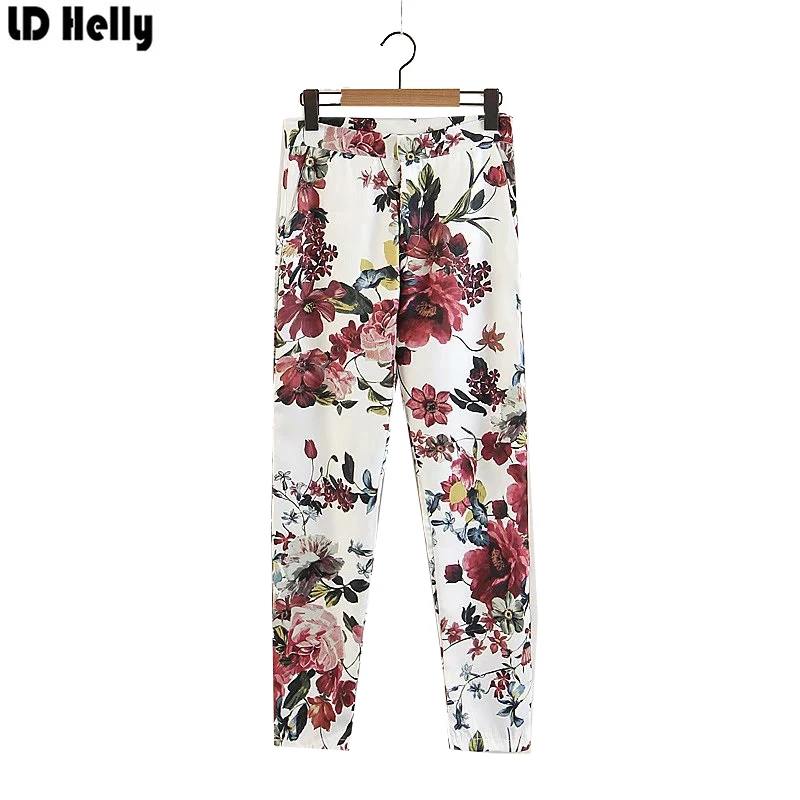 LD Helly женские брюки с цветочным принтом Модные удобные уличные на молнии