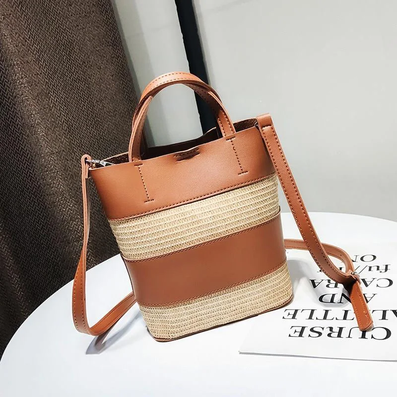 Summer Fashion Women Panelled Straw Bags INS Popular Female Beach Casual Handbag Ladies Exquisite Weave Shoulder Bag Tote SS3397 (12)