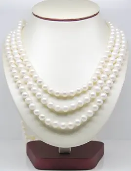 

Hot sale A>Natural AAA 8-9mm White Pearl Necklaces 46 inch long