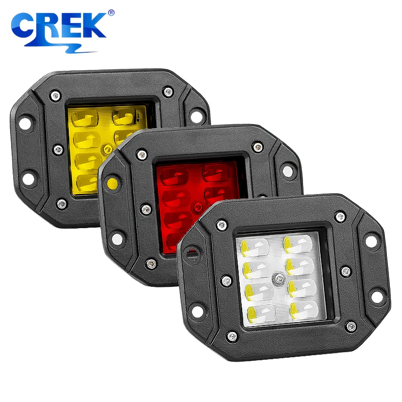 Skup CREK 2 sztuk 24W 9 32V podtynkowe LED strąki światło terenowe LED ciężarówka tylne oświetlenie do jeepa 4WD 4x4 SUV ATV Offroad LED światła przeciwmgielne