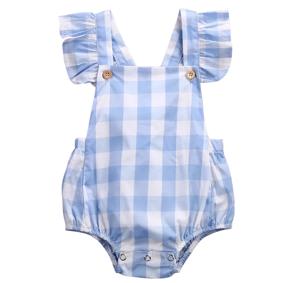 

Bodysuit Tops Plaid Short Sleeve Cotton Clothing Sunsuit Outfits Newborn Baby Girl Boys Clothes Cotton Jumpsuit