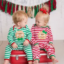 Милые детские комбинезоны; хлопковый комбинезон для новорожденных мальчиков и девочек; Рождественская теплая одежда с длинными рукавами для малышей; Рождественская Одежда для маленьких девочек; D0936