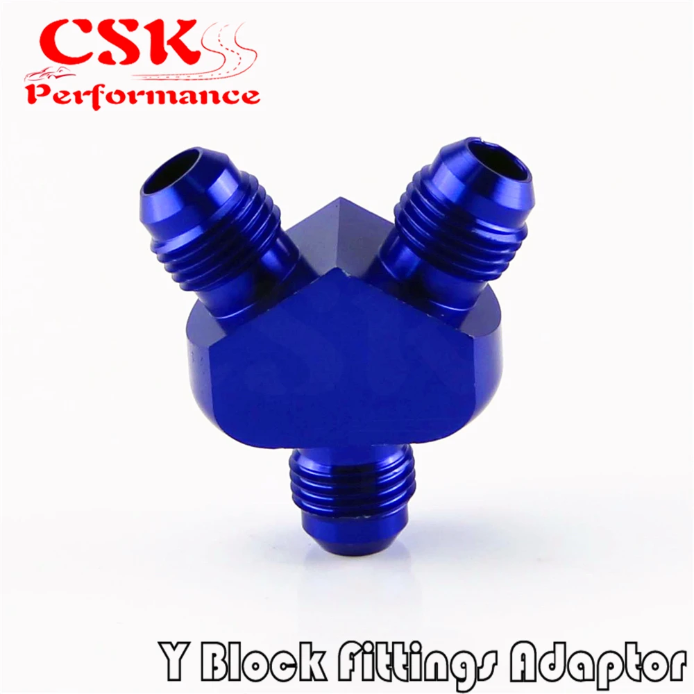 

AN6 AN-6 Inlet Outlet Y Block Car Performance Aluminum Fitting Adapter Dash #6 Blue/Red/Black