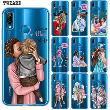 Чехол для телефона с черными и коричневыми волосами для мамы и дочки Huawei P30 Lite P30 Pro P20 Lite P8Lite P9Lite P10 P Smart Capa