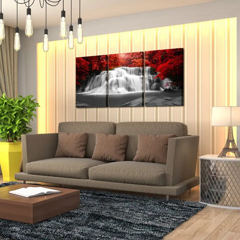 Canvas-Painting-Living-Room-Wall-Art-3-Pieces-Red-Woods-Trees-Waterfall-Pictures-Modular-Prints-Scenery (2)