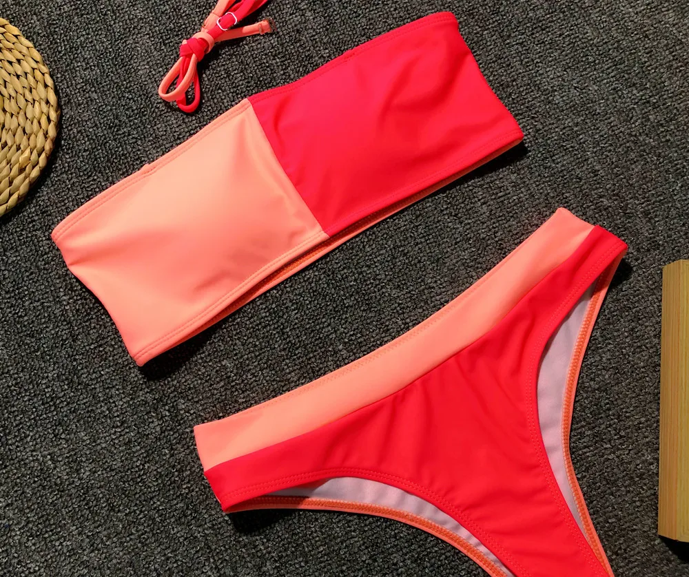 

2019 new Summer Women Solid Bikini Set Push-up UnPadded Bra Swimsuit Swimwear Triangle Bather Suit Swimming Suit