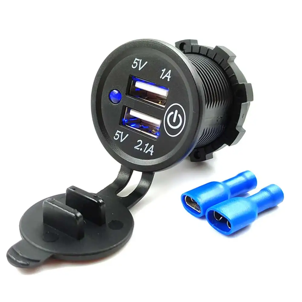 

Universal 5V 1A/2.1A Dual USB Cigarette Lighter Charger Socket Power Adapter Outlet Plug For Motorcycle Car Boat 12V-24V