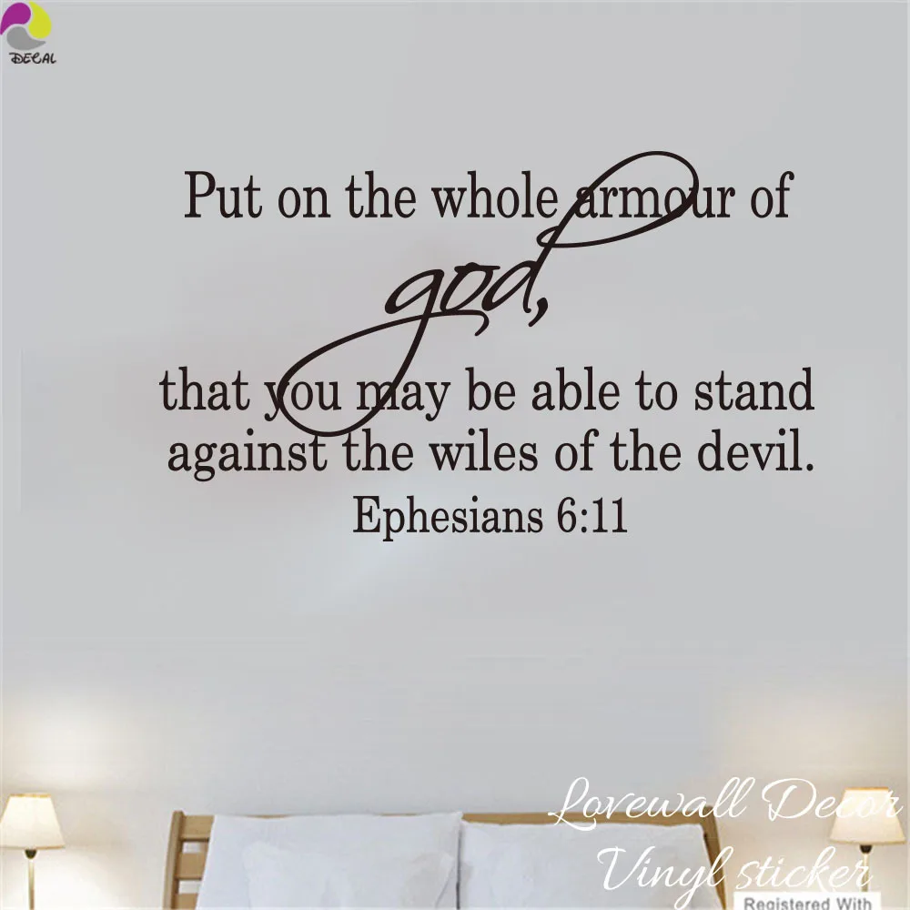 Epheians 611 Religous Bible verse Wall Sticker Living Room Bedroom Motivational Inspirational Quote Wall Decal Vinyl Decoration