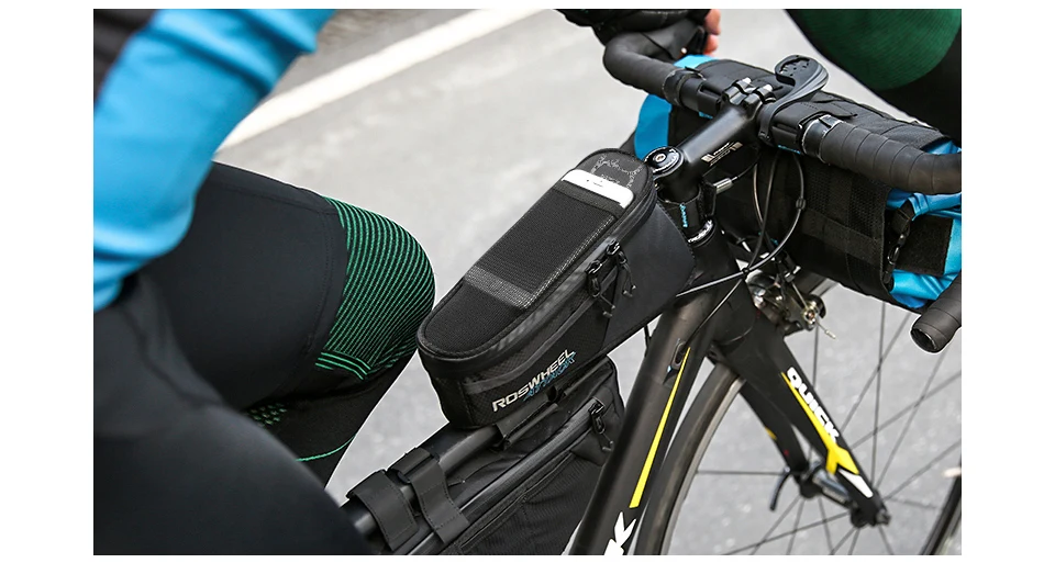 Discount ROSWHEEL Waterproof Bike Bicycle Bags Front Beam Frame Tube Bag MTB Road Foldig Bike Phone Bag Cycling Accessories ATTACK SERIES 11