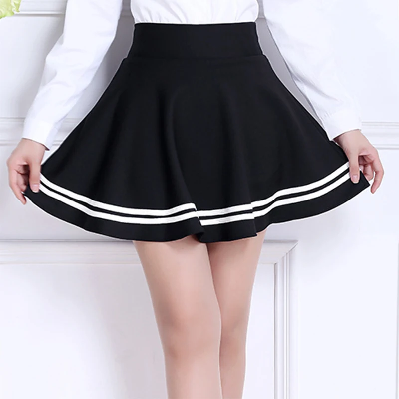 

Woman Summer Skirt High Waist White Striped Tutu Black Short Skirt Street Style A Line Skirt Sexy Girl mini short skirts Fashion