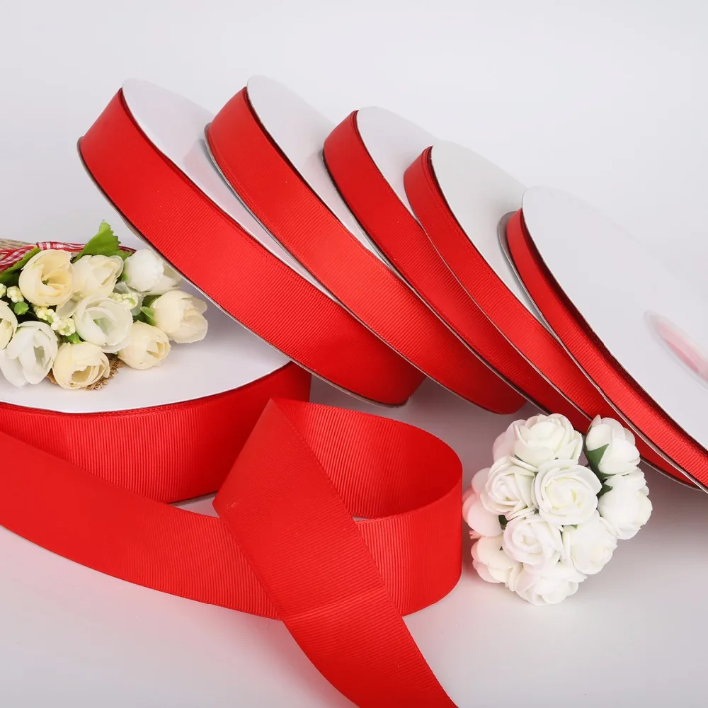

Free Shipping 100Yards/Roll Solid Red Color 100% polyester solid color plain Grosgrain Ribbon Size 7 10 15 20 25 38 MM Width