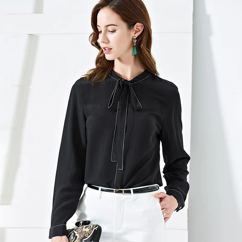 Женская одежда Евро американская рубашка из 100% шелка с длинными рукавами| |