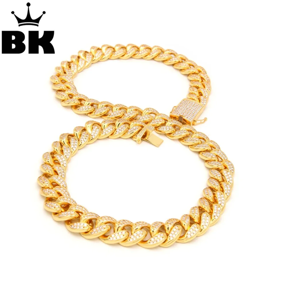 

THE BLING KING 20mm CZ Cuban Chain & Bracelet Set Plated Hip Hop Iced Out Cubic Zirconia Shiny Copper Jewelry
