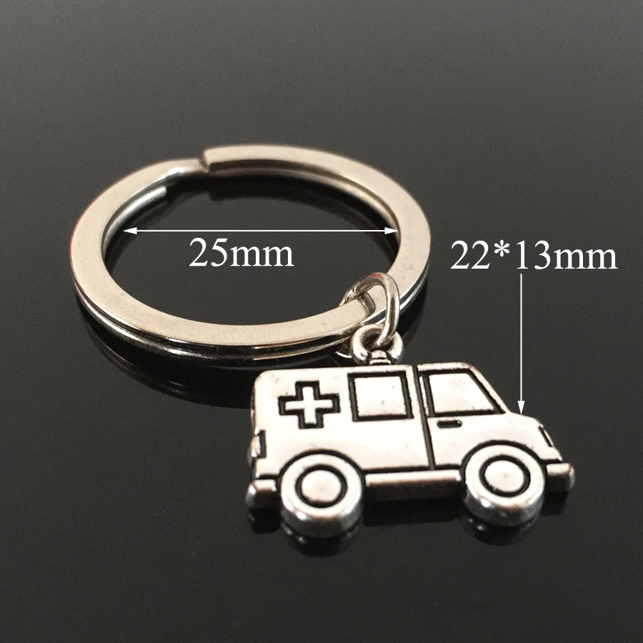 

Fashion Jewelry Personality Drive Safe Car Keyring Ambulance Pendant Keychain For Men Doctor Nurse Friends Alloy Gift Key Chain