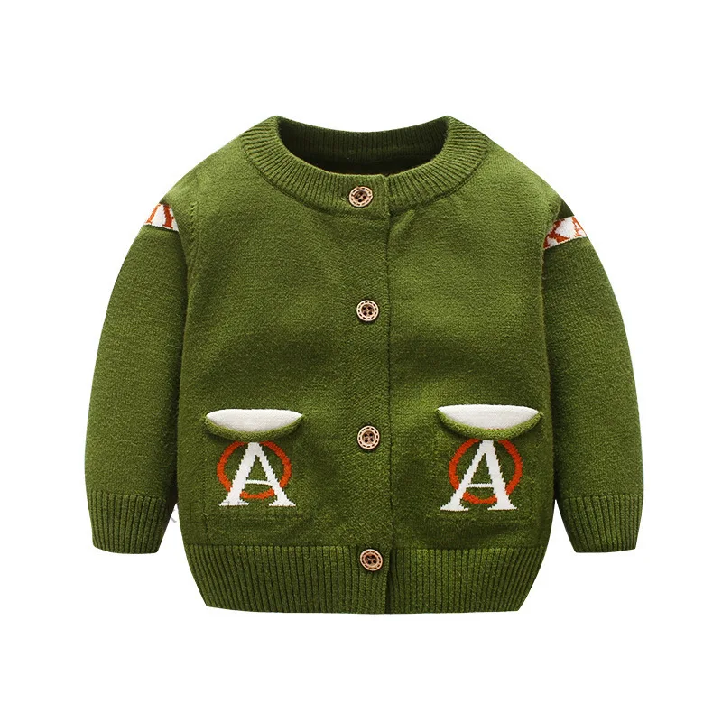 Fashion Letter Baby Sweater Long Sleeve O-Neck Cardigan For Boys Rabbit Hair Warm Soft Girls Sweater Autumn Baby Boys Clothing