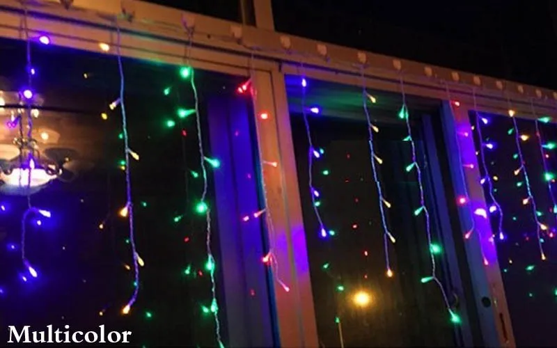 Рождественский светильник s, уличный декор, 5 м, свисает, 0,4-0,6 м, 96, светодиодная лампа для занавесок, сосулька, струнный светильник, новогодний, Свадебный, праздничный, гирляндовый светильник