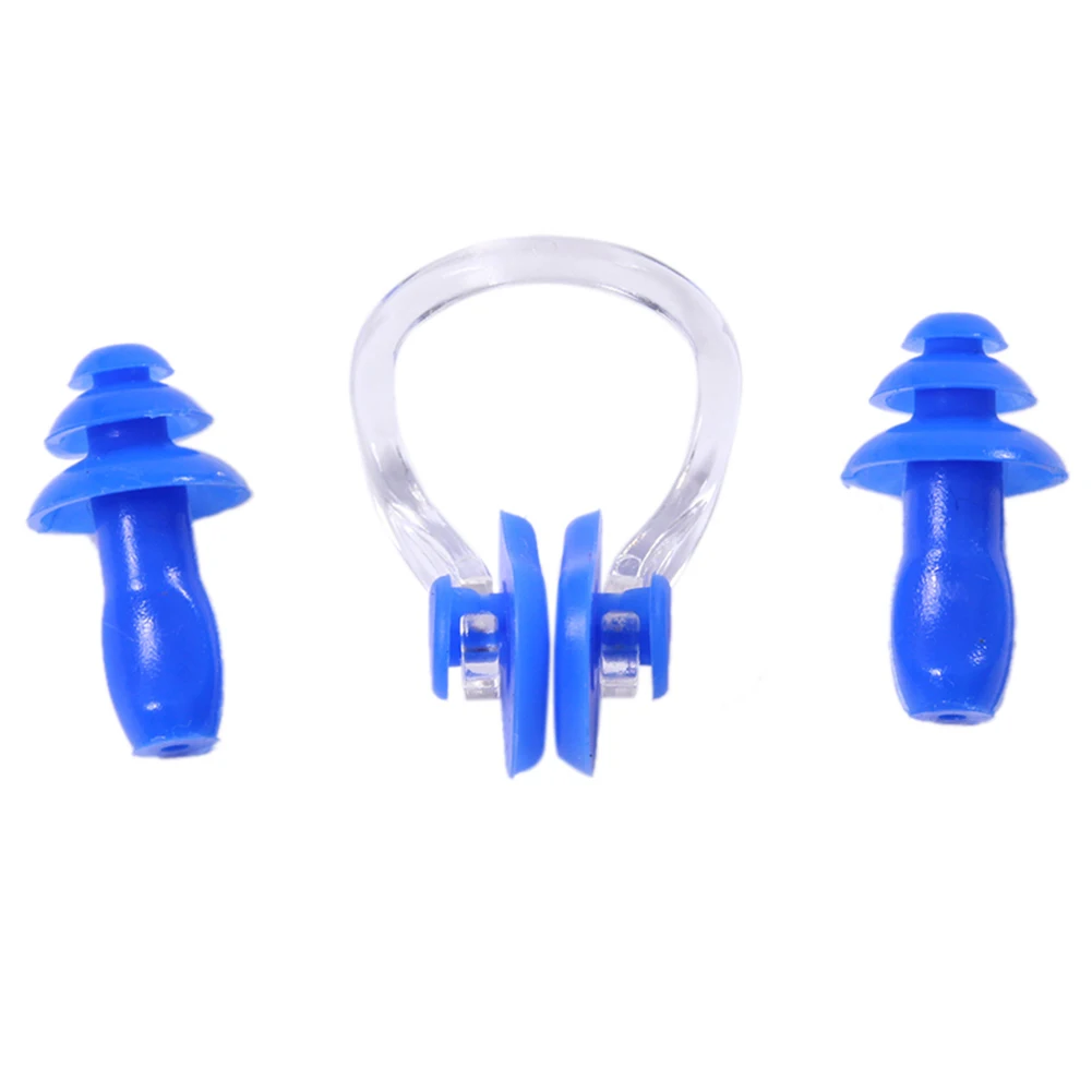 Летние Плавание ming мягкие Заглушки для ушей, зажим для носа защитный предотвратите попадание воды спорт защитная затычка для ушей силиконовый Плавание Дайвинг оборудование - Цвет: Синий