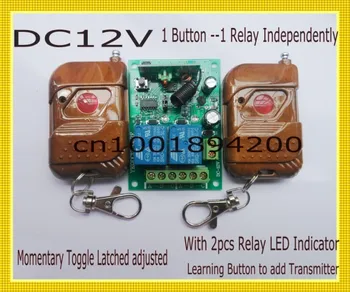 

12V 2CH Remote Control Switch 2Transmitter 1Receiver 1CH 1Button Independently 315/433MZH With Relay Indicator Learning Code