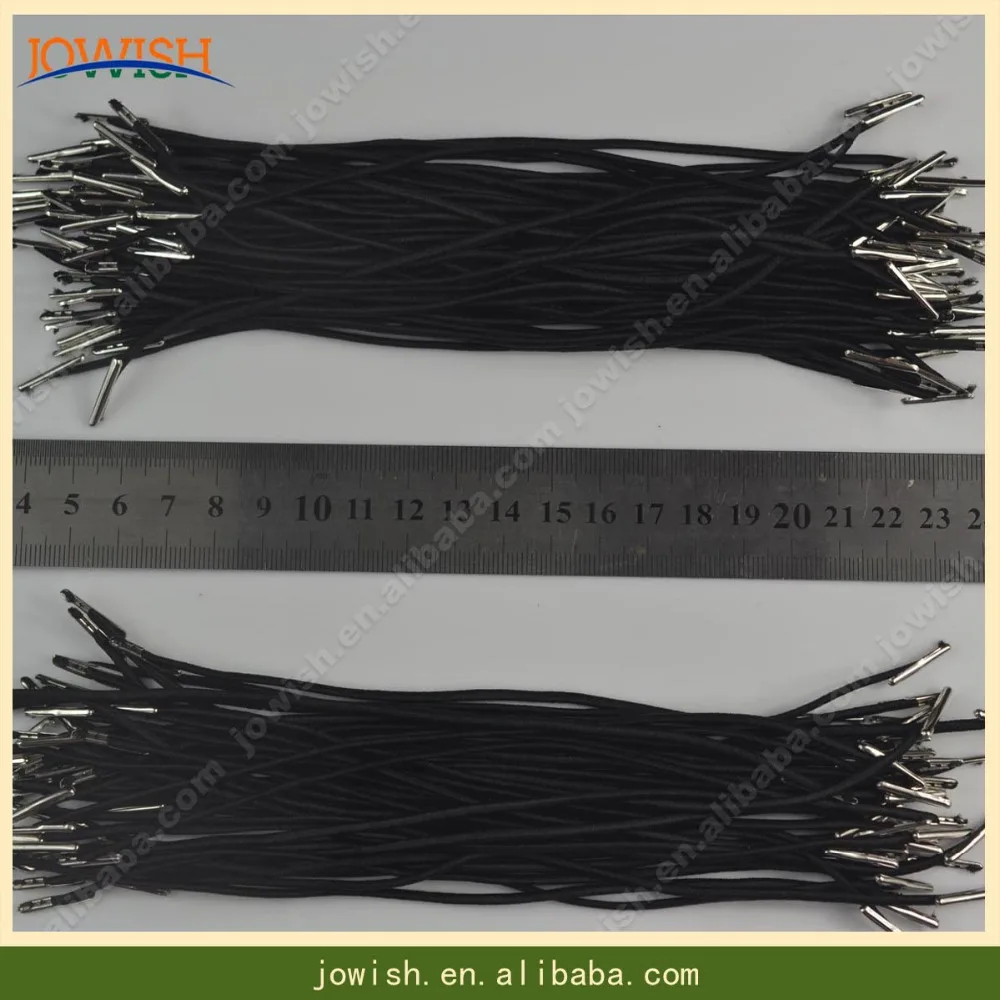

100pcs / lot 2mm Black elastic cord nylon string rope decoration thread with metal barbs on costume masks cloth DIY Xmas Decor