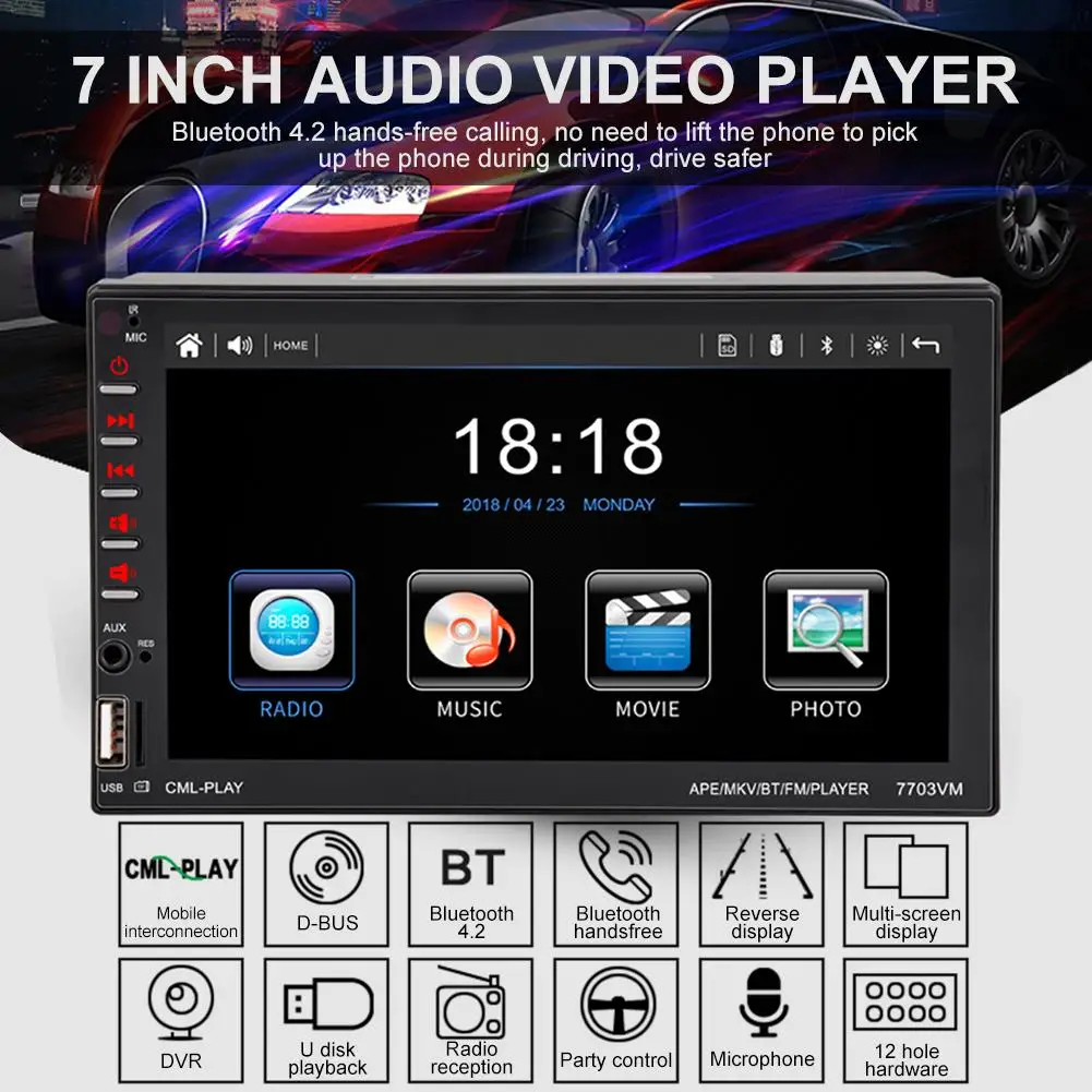 

HD 7 Inch Audio Video Player Car MP5 Bluetooth Call Driving Record Reversing Image FM Car DVD Android Auto Multimedia Car