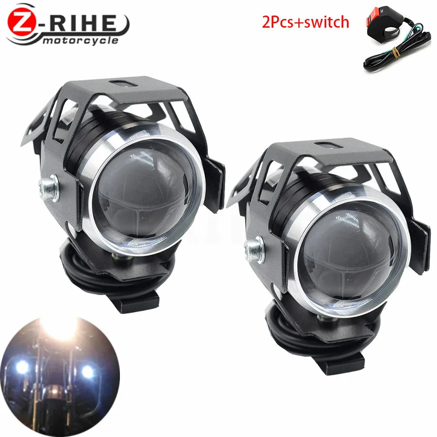 

Universal 1/2 PCS 125W motorcycle headlights auxiliary lamp U5 led motorbike spotlight accessories 12V moto DRL spot head lights