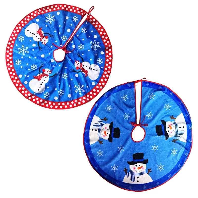 1pc Christmas Snowman Tree Skirt Blue With Snow XMAS Decorations Christmas Tree Dress New Year