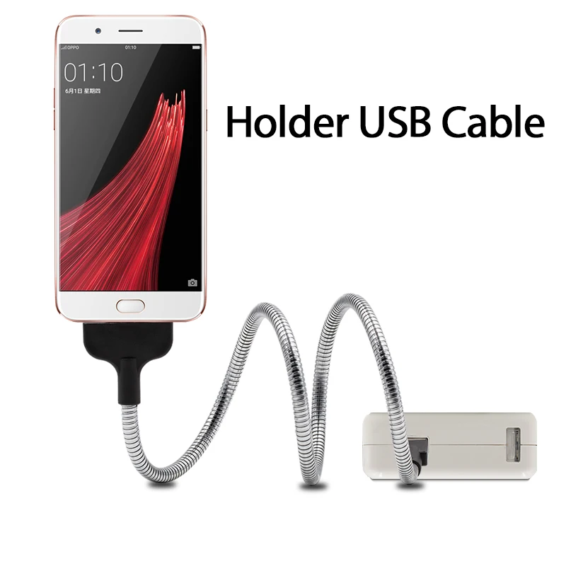 

Sindvor Universal Flexible Stand UP USB Fast Charging Data Cable Phone Lazy Charger Holder For iPhone Android Type-C Smartphones