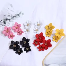 Женские модные элегантные серьги с двумя большими цветами в богемном Корейском стиле, милые вечерние пляжные серьги-капельки с цветами