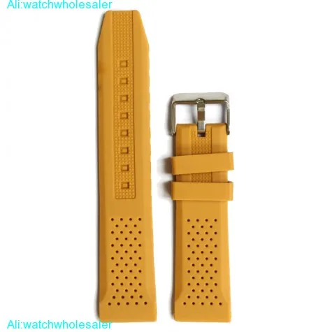 22mm Yellow Color Silicone Jelly Rubber Men Lady Watch Band Straps WB1051C22JB